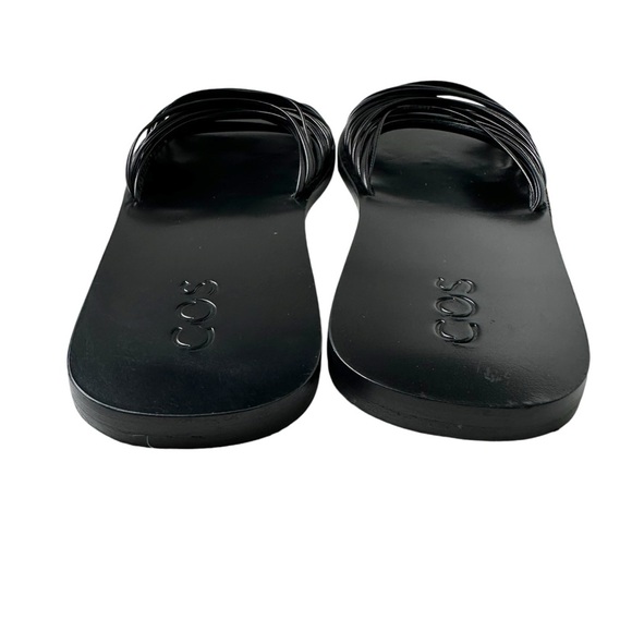 COS Size 6 Black Leather Slides Sandals Made in Spain Old Money Quiet Luxury - Picture 5 of 9